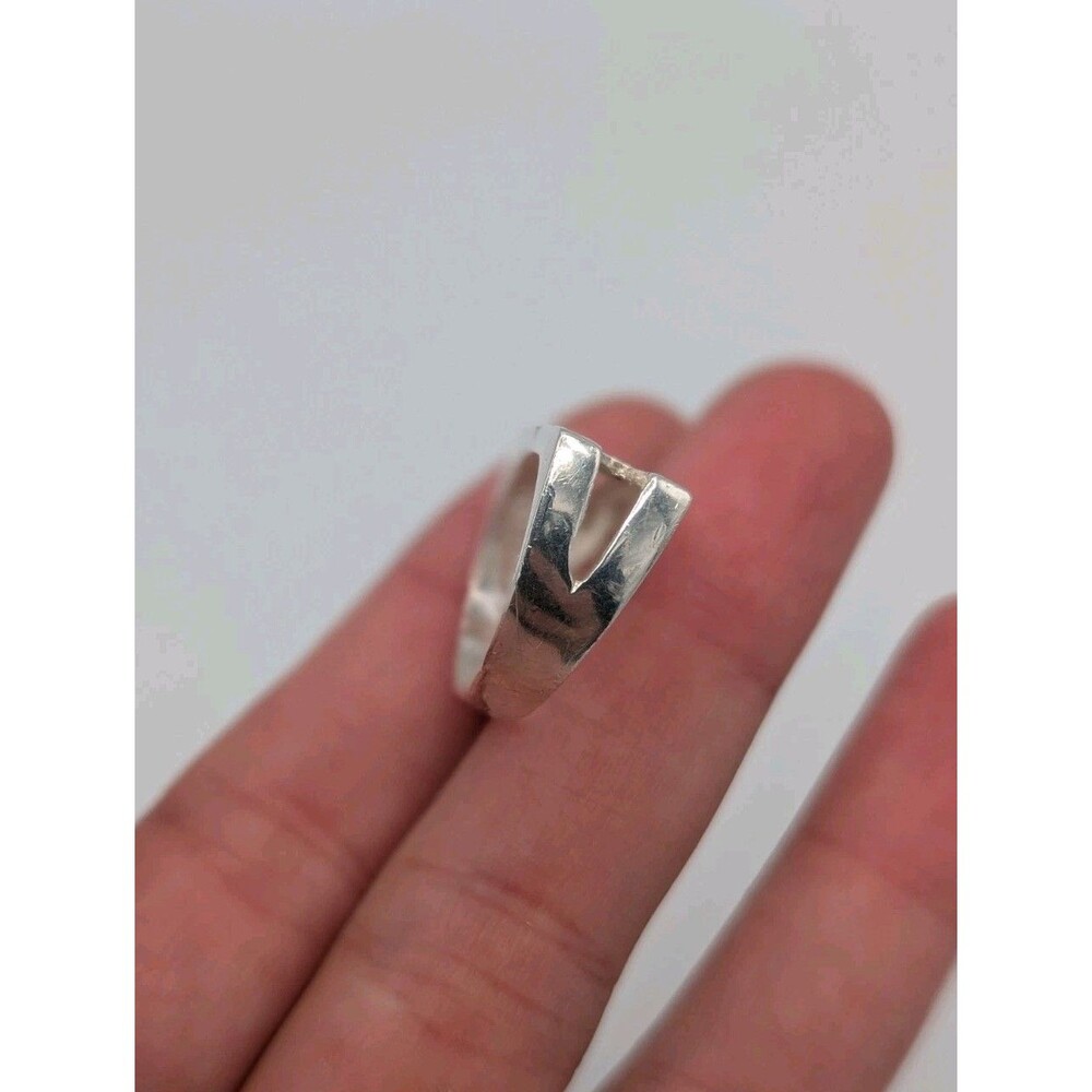Vintage 925 Signed Stamped Sezgin Turkey Sterling Silver Modernist Ring Signet image 5